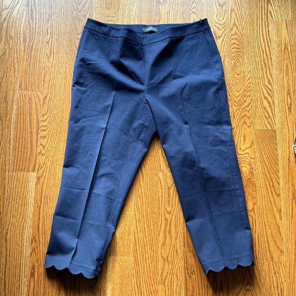 Navy blue stretch Chatham cropped pant with scalloped hem side zip 16 - Picture 6 of 8